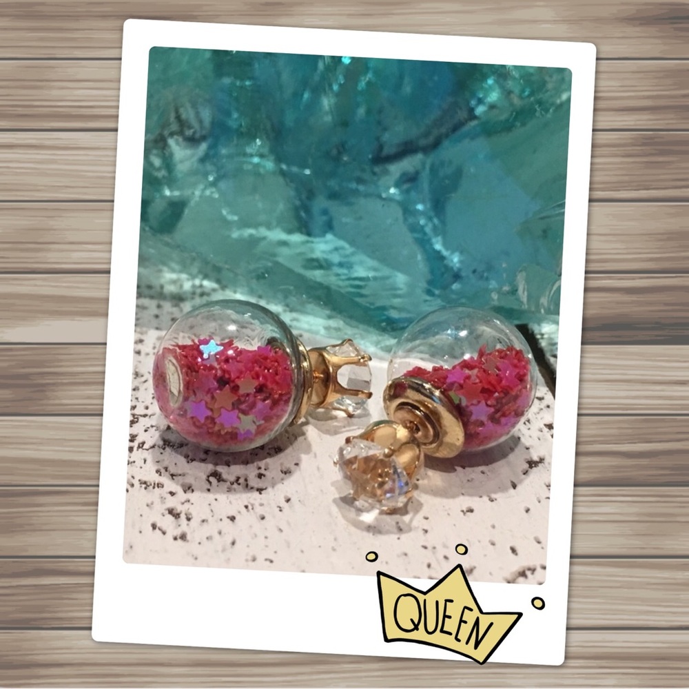 Red Star Double Stud Earrings